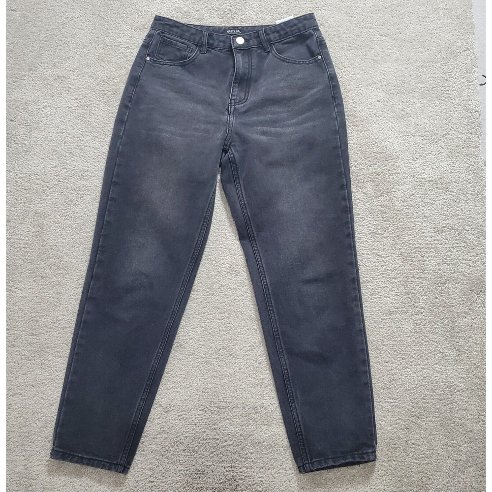 Nasty Gal Jeans Women 38 Black Charcoal High Rise Mom Denim Normcore Stretch